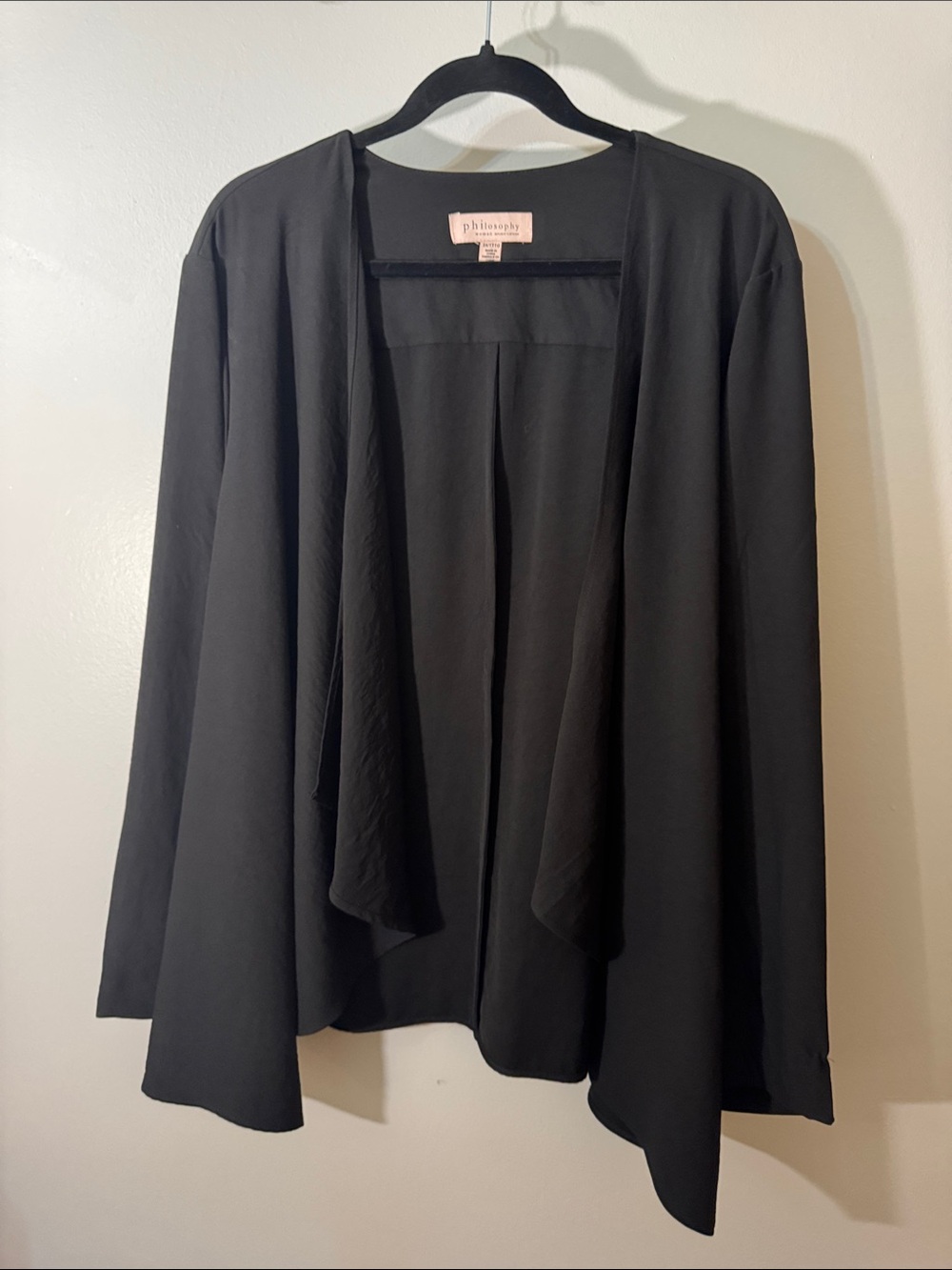 Philosophy Black Open Drape Front cardigan/blazer